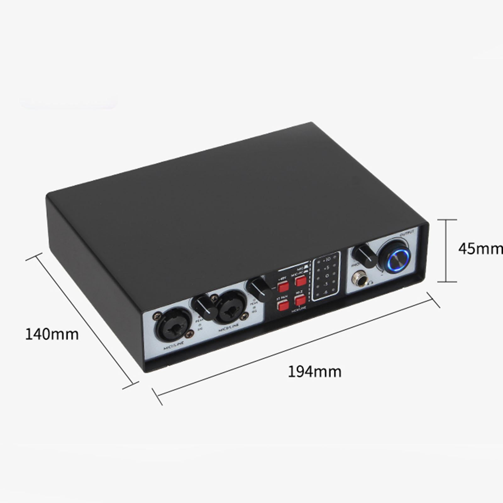 LeeQinersw 2 in 2 Out Audio Mixer 48V Mixer USB Compact Metal DJ Mixer for Live Performance