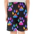 thumbnail image 3 of Neon Dog Paw Pattern Athletic Shorts Breathable with Comfort Fit Drawstring Casual Sweatshorts Large, 3 of 9