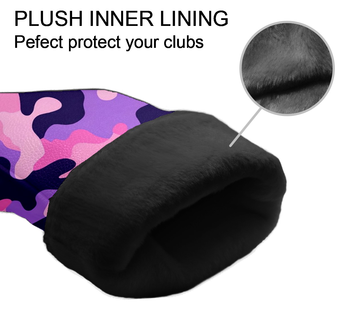 Golf Club Covers PU Leather Waterproof Head Covers for Fairway Woods Hybrids Pink And Purple Camouflage Unisex Fits Most Brands