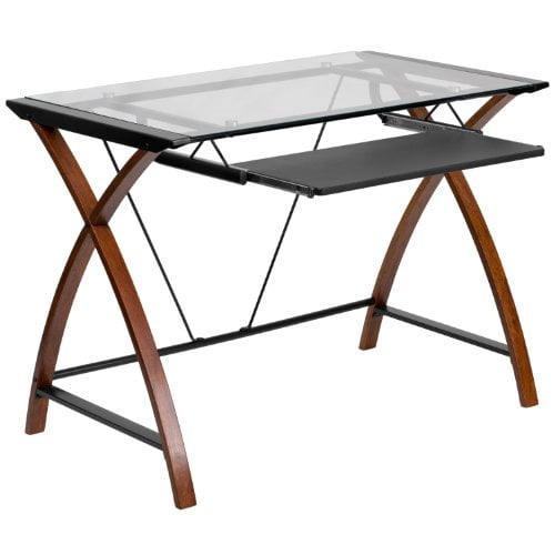Flash Furniture Glass Computer Desk with Pull-Out Keyboard Tray