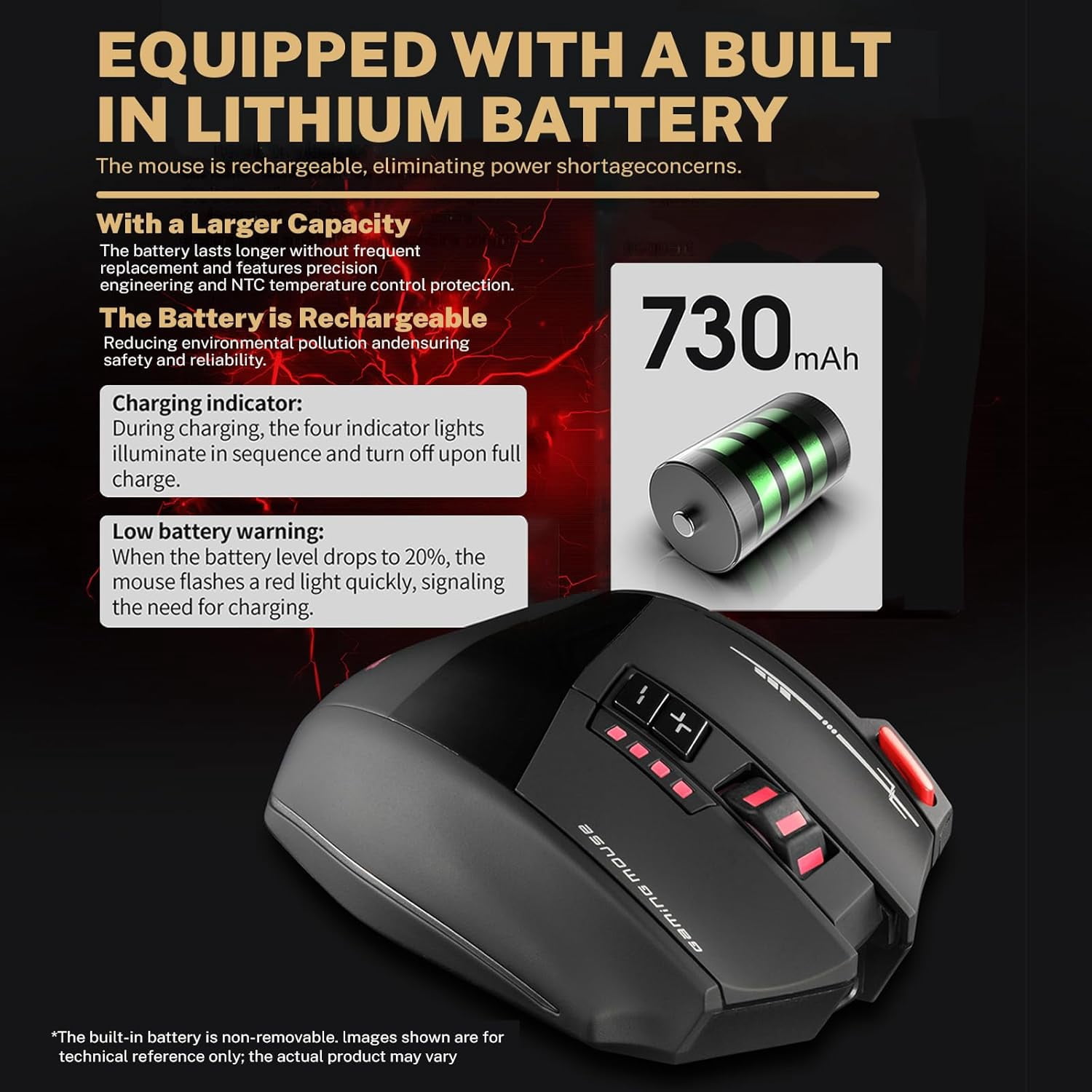 Wireless RGB Gaming Mouse, 2.4G Bluetooth Dual Mode Mouse with 24000 DPI PMW-3311 Sensor, 13 Macro Programmable Buttons, 50Hr Rechargeable Ergonomic Mouse for PC Laptop FPS MOBA (Black)