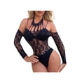 thumbnail image 3 of Women Lingerie Underwear Leopard Lace Mesh Bodysuits Women Exotic Set Long Sleeves Bodysuit, 3 of 7