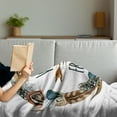 thumbnail image 3 of Feather Soft Flannel Fleece Blanket, Watercolor Wreath Bird Feathers Circle with an Arrow Wild and Free Concept, Cozy Plush for Indoor and Outdoor Use, 50" x 60", Brown Orange Blue, by Ambesonne, 3 of 5
