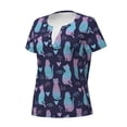 thumbnail image 2 of Naloa Silhouette Cats Print T-Shirts Short Sleeve V Neck Tees for Women Fashion Tops Trendy Lightweight Soft Casual Summer Outfits Clothes, 2 of 5