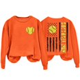thumbnail image 3 of Baberdicy Women's Heart Print Hoodie Baseball Lettered Pullover Lightweight Long Sleeve Casual Sweatshirt, Orange, L, 3 of 5