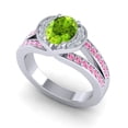 thumbnail image 2 of 2.35 Ct Oval Cut Peridot & Pink Sapphire Gemstone Beautiful Anniversary Ring for Women Solid 14K White Gold Size 10 by Diamond-Capitals, 2 of 8