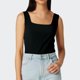 thumbnail image 2 of Camiseta sin mangas ajustada de color liso con cuello cuadrado para mujer - Camisola sexy sin espalda - Tejido de punto suave - Perfecta con vaqueros/faldas - Tallas S-XXL, 2 of 5
