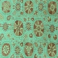 thumbnail image 1 of Ahgly Company Machine Washable Indoor Square Abstract Turquoise Blue Modern Area Rugs, 7' Square, 1 of 4