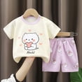 thumbnail image 2 of mgoYE 9 Month Baby Girl Clothes Girls 2 Piece Short Set Baby Girl Summer Clothes Ruffle Sleeve T-Shirt and Shorts Toddler Girl Outfit Set|Light Purple 5-6 Years, 2 of 4