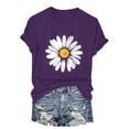 thumbnail image 4 of felwors Daisy Flower Shirt for Women Crewneck Graphic Tee Short Sleeve Floral Tops (Purple, XL), 4 of 7