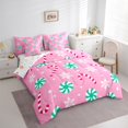 thumbnail image 3 of Homewish Sweet Candy Cane 7pcs Bedding Comforter Set,Happy New Year Queen Bedding Sets,Pink Red Green Queen Sheet Sets For Teens,Microfiber Bedroom Decor Reversible, 3 of 8