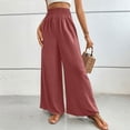 thumbnail image 2 of Laqbezok Women's High Waist Smocked Palazzo Pants, Wide Leg Casual Trousers, Loose Flowy Summer Beach Vacation Slacks, 2 of 7