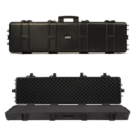 Grwolf 53 inch Large Roller Hard Case with Protective Foam, Mil-Spec Waterproof & Crushproof, Pressure Valve with Lockable Fittings Black