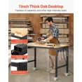 thumbnail image 3 of 48 Inch Adjustable Height Workbench 2000 lbs Capacity Heavy Duty Oak Wood Top with Power Outlet Wheels Pegboard for Garage Workshop Office Home, 3 of 7