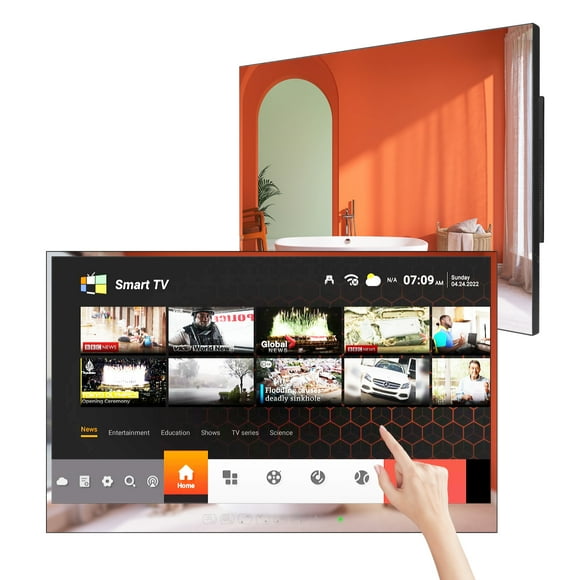 Elecsung 27" inches Smart Touchscreen Magic Mirror LED TV for Bathroom Android Built-in Wifi Bluetooth ATSC Tuner