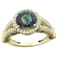 thumbnail image 1 of 14K Yellow Gold Natural Mystic Topaz Ring Round 8mm Diamond Accent, size 10, 1 of 4