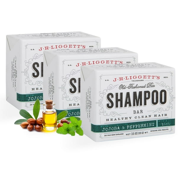 JRLIGGETT'S Barra de champú natural Fórmula de jojoba y menta: apoya los folículos del cabello fuertes y saludables, nutre con antioxidantes y vitaminas, detergente y sin sulfato, juego de tres barr