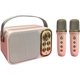 thumbnail image 1 of Mini Karaoke machine for adults and kids, portable Bluetooth karaoke speaker with 2 wireless microphones for TV, home party, home gift, 1 of 5