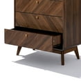 thumbnail image 6 of LuxenHome 5 Drawer Dresser for Bedroom, Mid Century Modern 48" Tall Wooden Bedroom Dressers, Walnut Brown MDF Wood Bedroom Dressers with Drawers, Chest of Drawers for Clothes Organizer Furniture, 6 of 7
