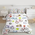 thumbnail image 2 of jejeloiu Colorful Bicycle Queen Comforter Set,Extreme Sport Bedding Comforter Set For Boys Kids Reversible 3pcs, 2 of 8