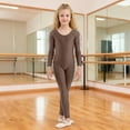 thumbnail image 2 of GJSYRH Girls Scoop Neck Long Sleeve Unitard Bodysuit Dancewear Coffee 10-12Years, 2 of 8