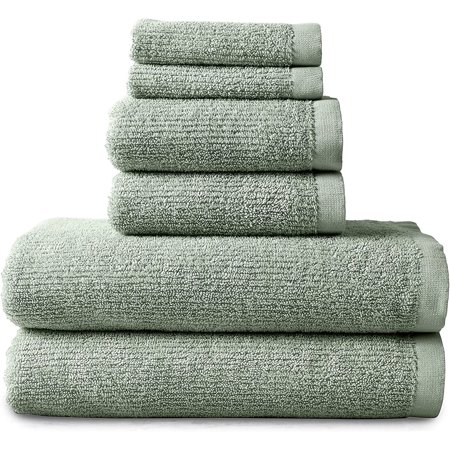 100% Cotton Textu Towel Set | Ultra Quick Dry Bathroom Towels | Highly Absorbent and Durable Towel Set | wich Collection (6 Piece Towel Set, Aqua )