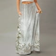 thumbnail image 2 of WTOBBY Women's Floral Print Flowy Maxi Skirt Bohemian Style Casual Summer Beach Long Skirt Elastic Waist Lightweight Tiered Pleated Skirt with Side Pockets,Gray 2XL, 2 of 5