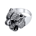 thumbnail image 3 of Bling Jewelry Mens Hunter Norse Viking Mens Silver Ring: Fierce Bear Head Oxidized .925 Sterling, 3 of 5