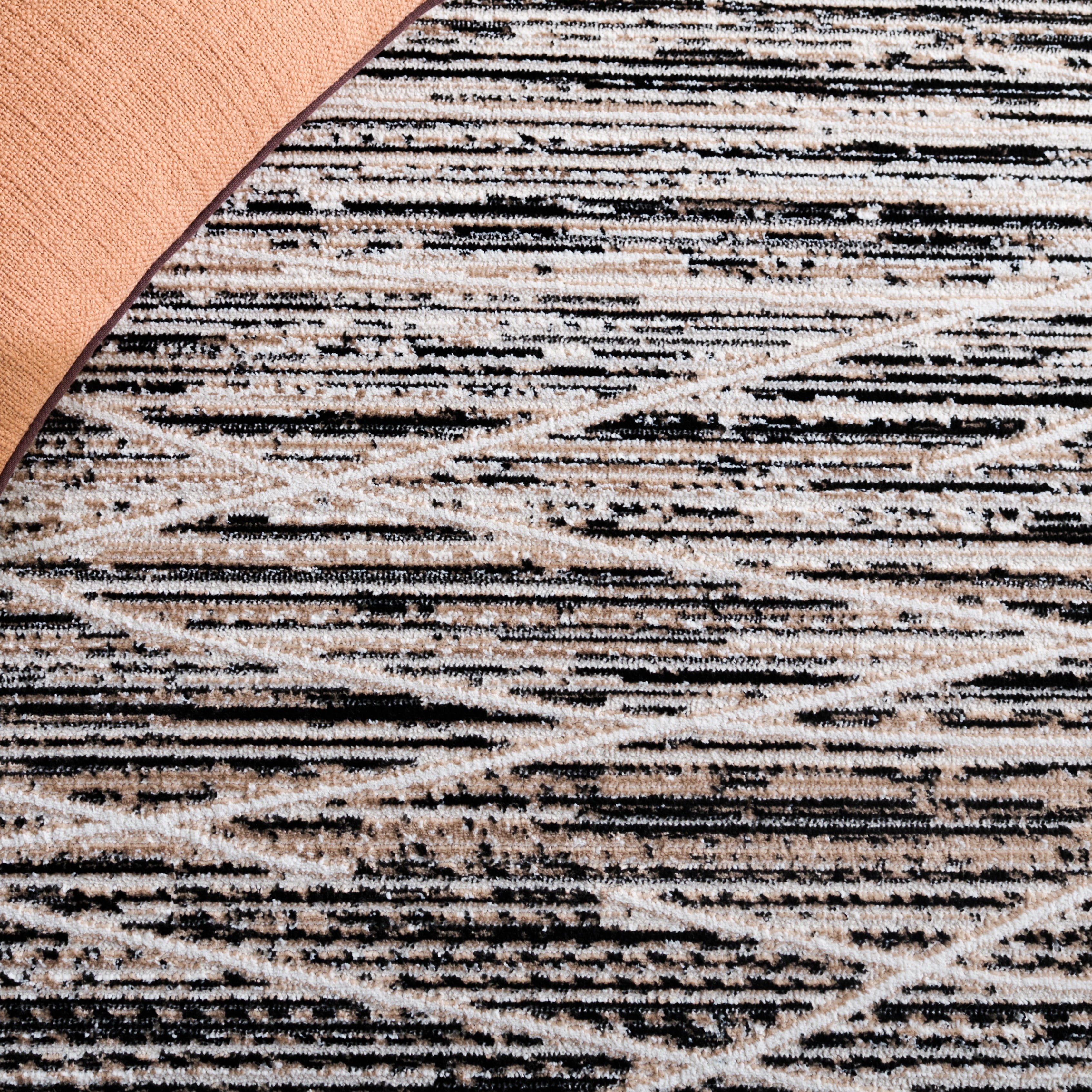 Safavieh Mila Anselmo Geometric Striped Polyester Area Rug, Black/Beige Ivory, 4' x 6'