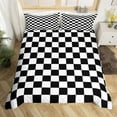 thumbnail image 2 of Erosebridal Buffalo Square Duvet Cover King,Black White Comforter Cover King,Geometric Decoration,Reversible,3 Pieces(No Comforter), 2 of 7