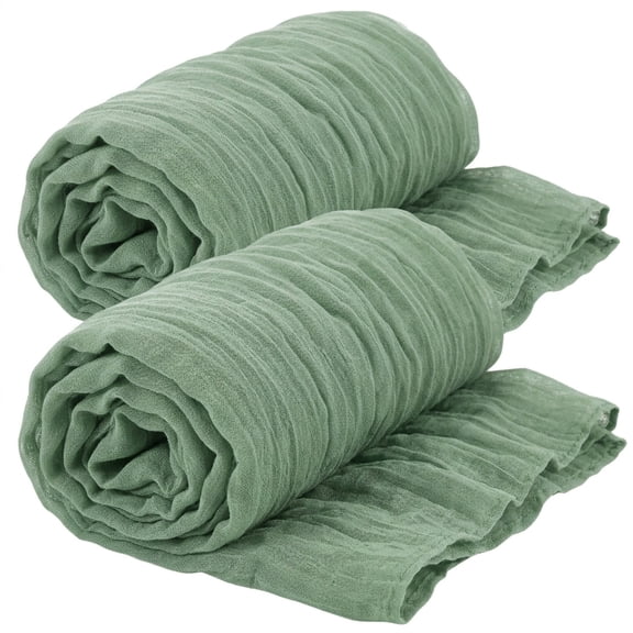 2 Pack Crinkle Gauze Table Runner, 35.4×118 Inch Sheer Wrinkled Table Runner for Wedding, Birthday Party & Daily Dining Table Decor