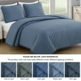 thumbnail image 5 of Chezmoi Collection Iris 3-Piece Washed Microfiber Quilt Set with Pom Pom Trim – Soft Lightweight Bedspread Bedding Set, King, Dusty Blue, 5 of 9