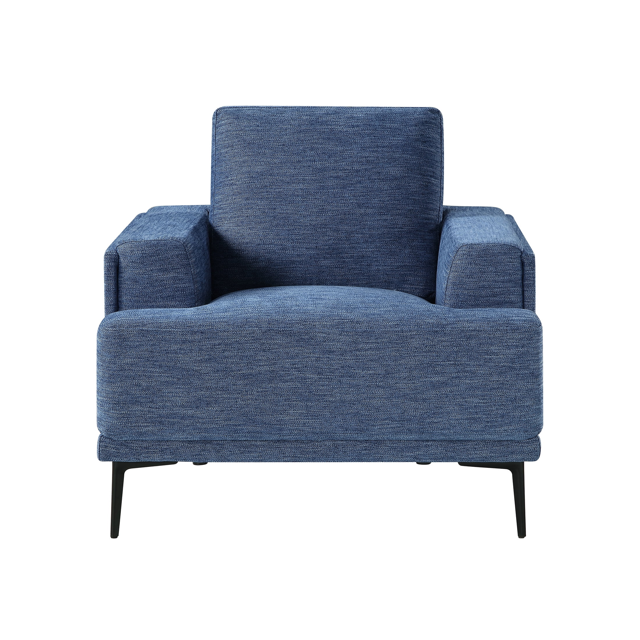 OakvillePark Bravelle Chenille Chair with Black Metal Legs, Blue