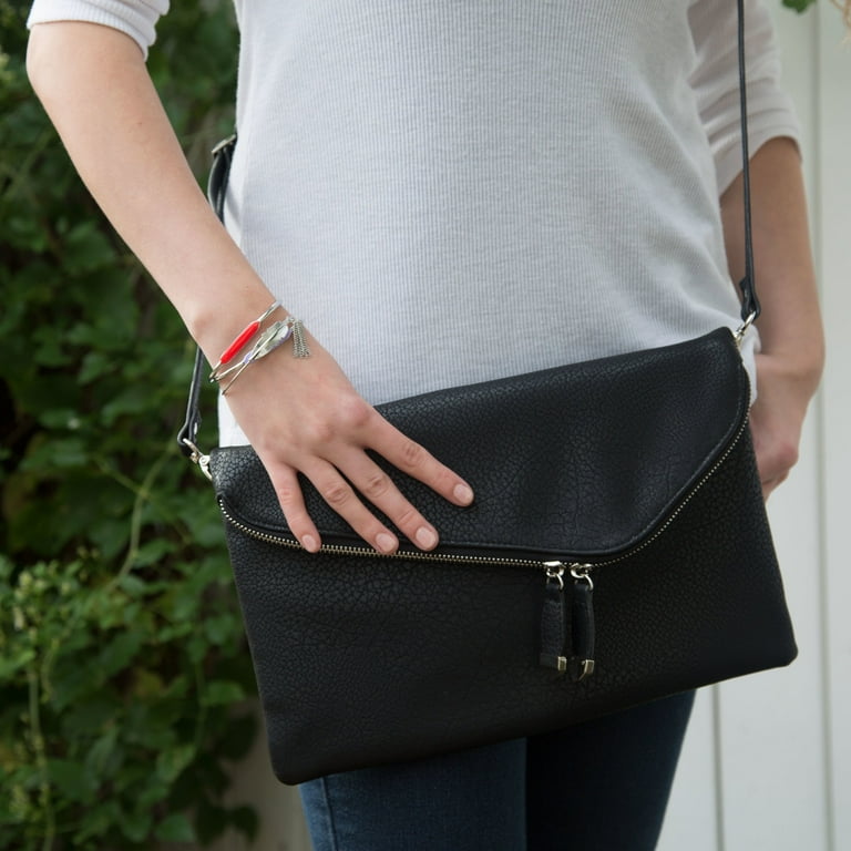 Zip up top clutch bag