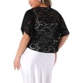thumbnail image 4 of DARING DIVA Women's Plus Floral Lace Bolero Shrugs Short Sleeve Cardigans 1X Black, 4 of 6