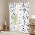 thumbnail image 3 of Homewish Sketch Cowboy Hot Boots Kitchen Curtains,Desert Cactus Black Out Curtains Pack of 2 (42x63 Each),White, 3 of 6
