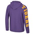 thumbnail image 3 of Men's Colosseum Purple LSU Tigers Back in Business Long Sleeve Raglan Hooded T-Shirt, 3 of 3