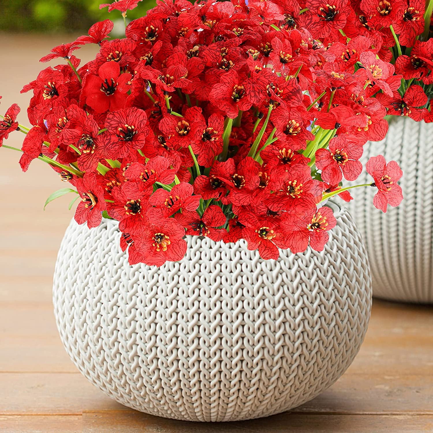 Sinhoon 6/12/18 Bundles Artificial Flowers UV Resistant Fake Flowers for Outdoor No Fade Faux Plastic Greenery Shrubs Garden Decor