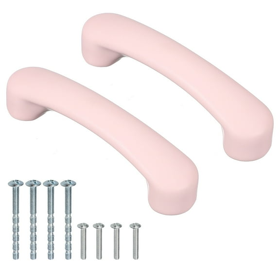 Uxcell 2 Pcs Pink Ceramic Cabinet Handles Arch Shaped Drawer Pulls, 4.5 x 1 x 1.2 Inch Cute Kitchen Cabinet Handles Hardware for Kitchen Cupboard Dresser Drawer Nursery Decor
