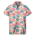 thumbnail image 4 of Camisa con estampado 3D de galletas y donas de chocolate para hombre, camisas hawaianas de verano, blusa hawaiana con solapa de calle, botones, mangas cortas, 4 of 5