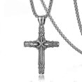thumbnail image 1 of Collar con colgante de cruz de llama gótica Yashi cadena de acero inoxidable 50 cm estilo grunge punk, 1 of 4
