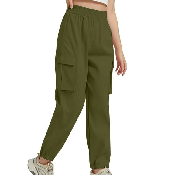 XuJwPNcy Women's Cargo Pants Stretchy Sweatpants Elastic Waist Joggers with Pockets Baggy Soft Athletic Hiking Trouser