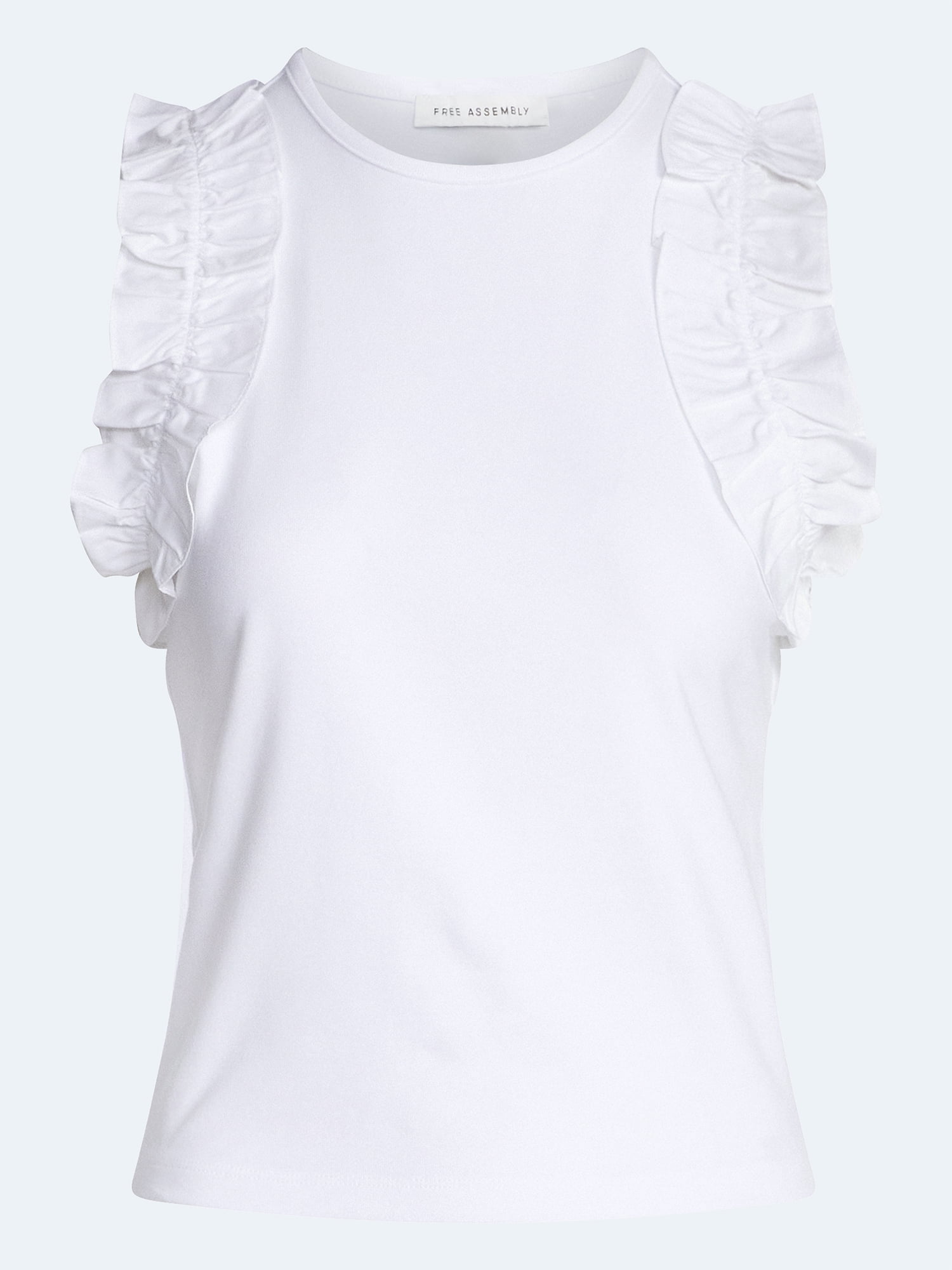 Free Assembly Women's and Women's Plus Ruffle Trim Mixy Tank Top, Sizes XS-4X