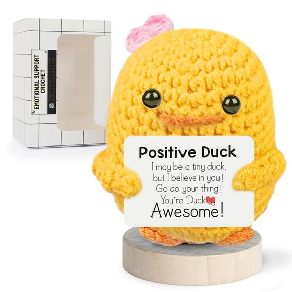 Positive Crochet Animals, Handmade Mini Animals Crochet Mini Cute Desk Decor Birthdays Gifts for Animal Lover, Easter Basket Stuffers Encouragement Inspirational Gifts for Women