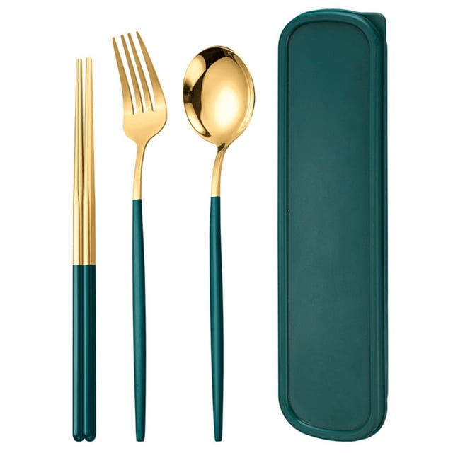 Coofit Ensemble d'Ustensiles de Voyage en Métal : Couverts de Camping Réutilisables Couverts Portatifs avec Étui