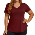 thumbnail image 2 of Unir Women's Breathable Cotton-Feel Athletic T-Shirt, Loose Fit V-Neck Short Sleeve Workout Top, 1 Piece, S-XXL Plus Size Friendly, 2 of 4