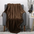 thumbnail image 4 of PiccoCasa Plush Flannel Fleece Blanket Decoration Blankets for Bed or Sofa Brown 70"x78", 4 of 6