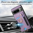 thumbnail image 4 of Phone Case for Google Pixel 8 Pro 5G Wallet Cover with Screen Protector Wrist Strap Lanyard RFID Credit Card Holder Ring Stand Cell Accessories Pixel8Pro Pixel8 XL Eight 8Pro Women Men Purple, 4 of 13