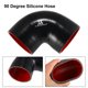 thumbnail image 4 of 89mm 3.5" ID 90 Grado Coche Siliciona Manguera Acoplador Tubo Negro Rojo, 4 of 6