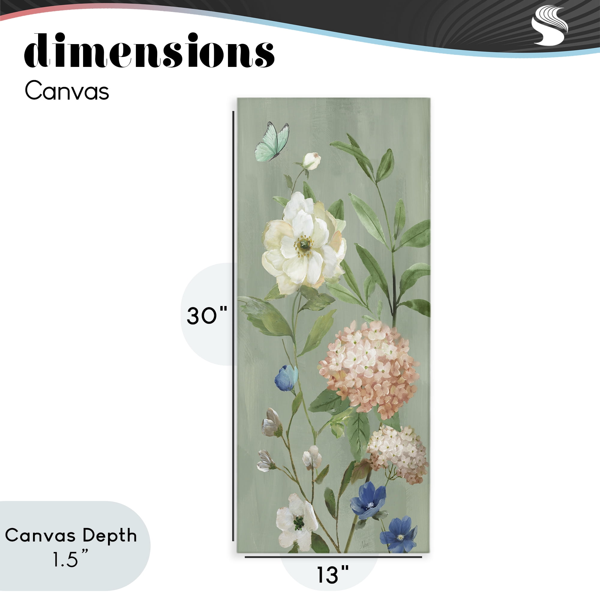 Stupell Industries Mint Floral Cluster & Butterfly Canvas Wall Art, design by Nan